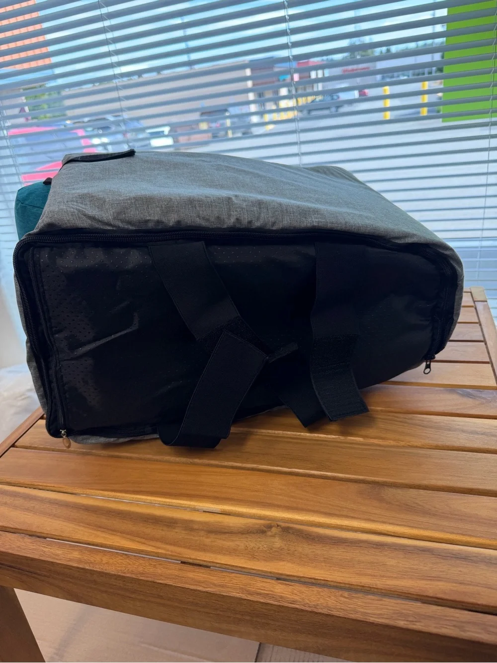 Gray Pet Car Booster Seat with Teal Pillow